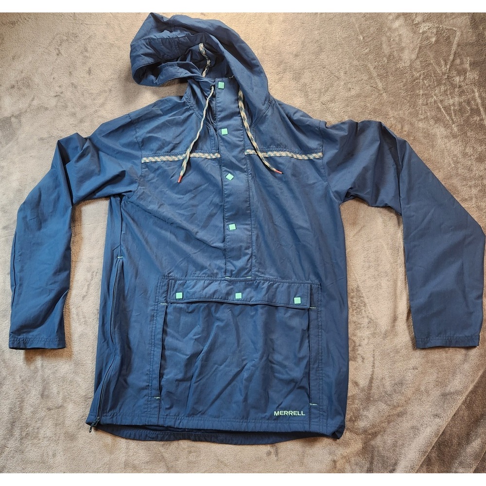 Merrell Jacket Mens Medium Blue Supplex Anorak Windbreaker Vintage